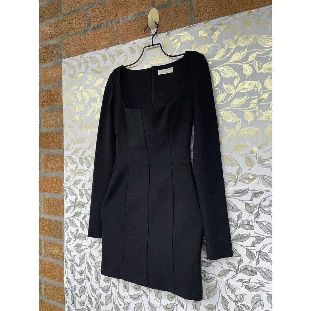 Bec + Bridge Black Square Neck Mini Dress - Mod Chic Minimalist Core Size 2